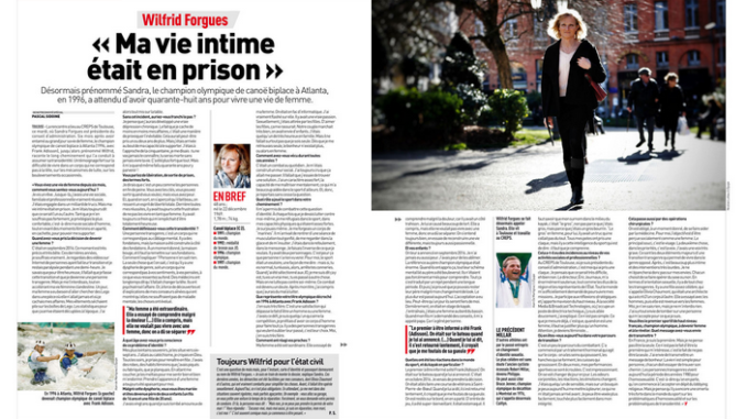 La double page de L’Équipe consacrée à Sandra Forgues, vendredi 9 mars 2018