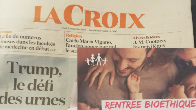 Tract de La Manif pour tous accompagnant l'édition du 6 septembre du quotidien La Croix